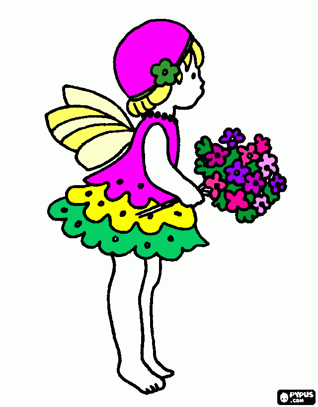 dessin fillette au bouquet