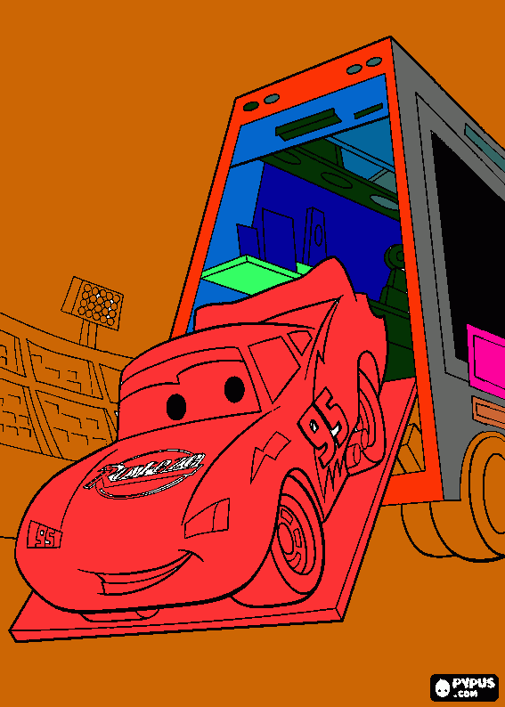 dessin flash mac queen et le camion