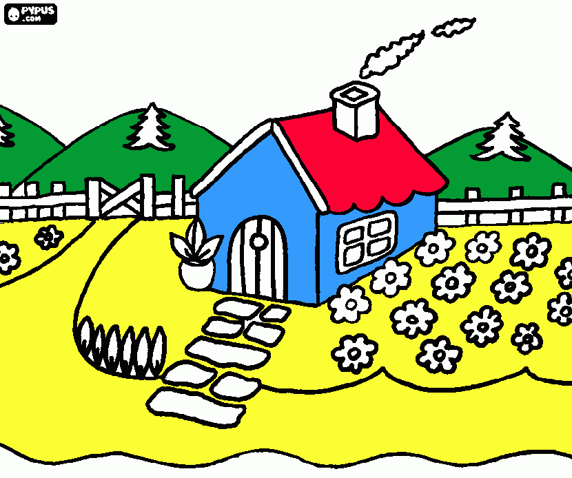 dessin maison à la campagne